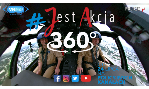 napis jest akcja 360 stopni na tle dwóch pilotów w kabinie znajdującej się na wysokości