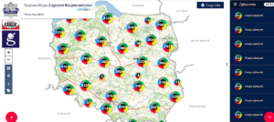 mapa Polski z naniesionymi punktami zagrożeń