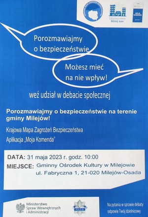 plakat informujący o debacie społecznej