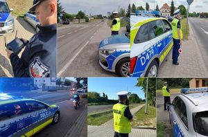 kolaż zdjęć z działań policjantów drogówki