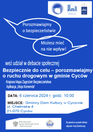 plakat informujący o debacie społecznej