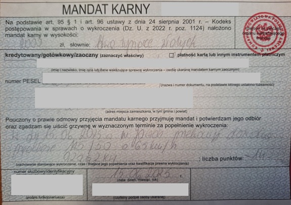 mandat karny