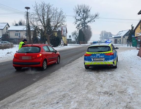 policjant kontroluje kierującego pojazdem