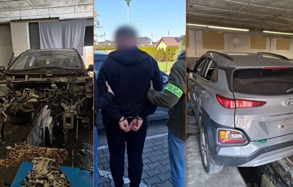 Zatrzymany mężczyzna oraz skradzione auta.