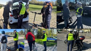 kolaż zdjęć z kontroli drogowych z jednośladami